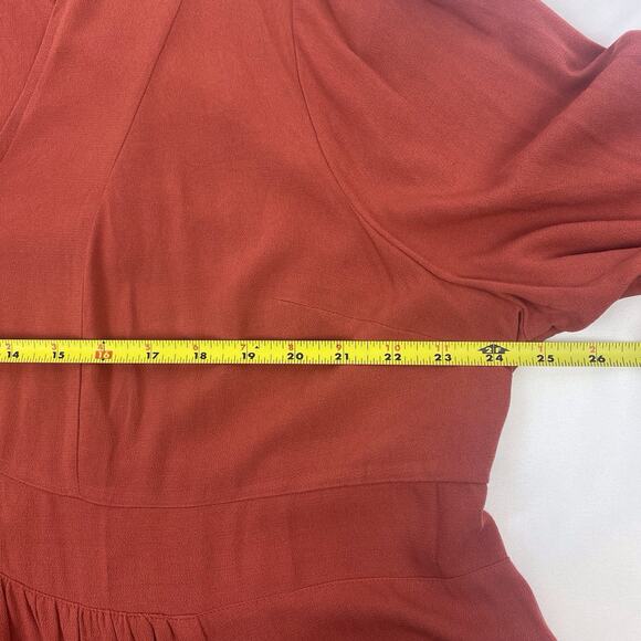 Torrid Babydoll Rayon Crepe Top Rust V Neck Tunic Long Sleeve Solid Size 3XL - Picture 6 of 8
